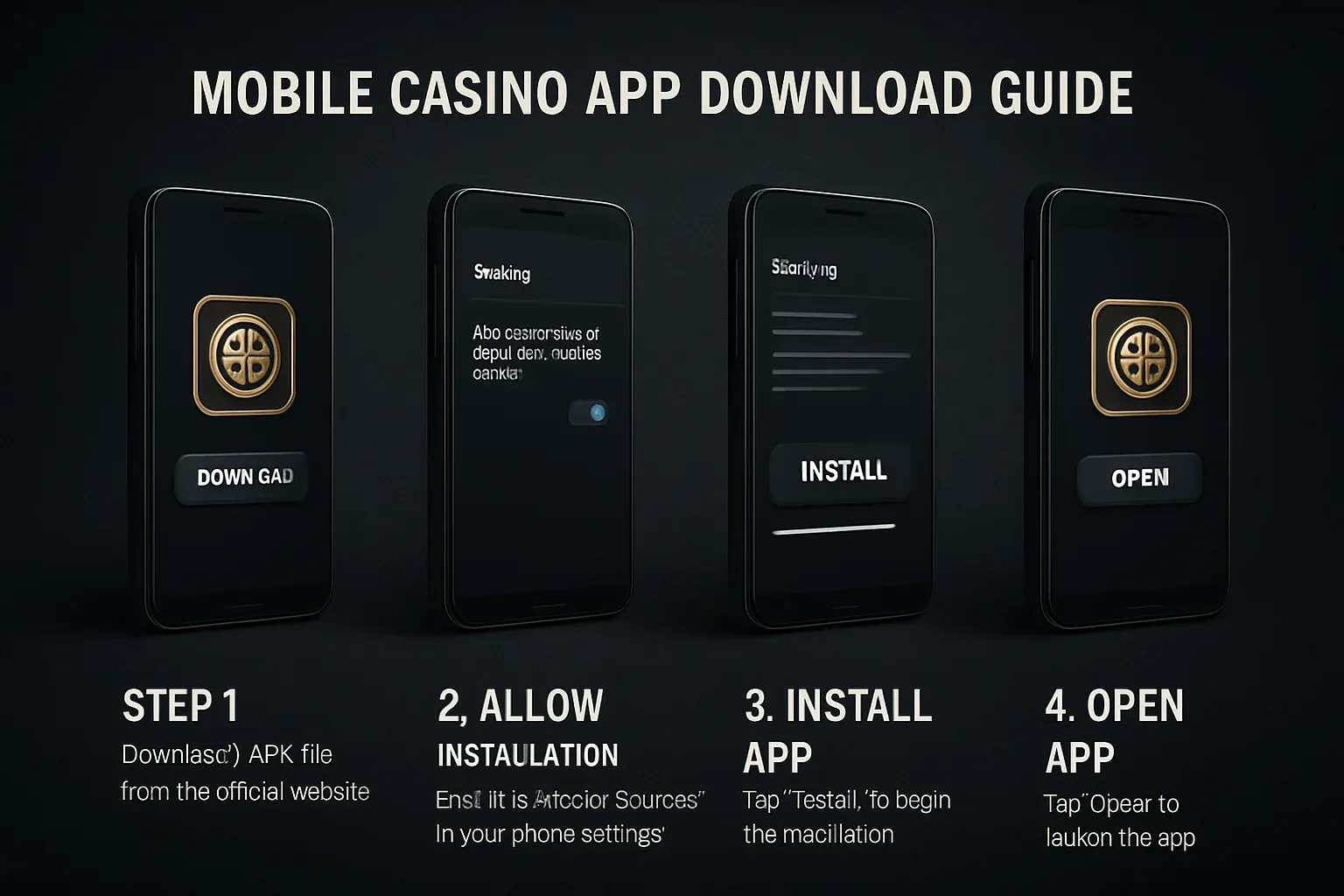 Infografía moderna con pasos para instalar APK de casino en Android