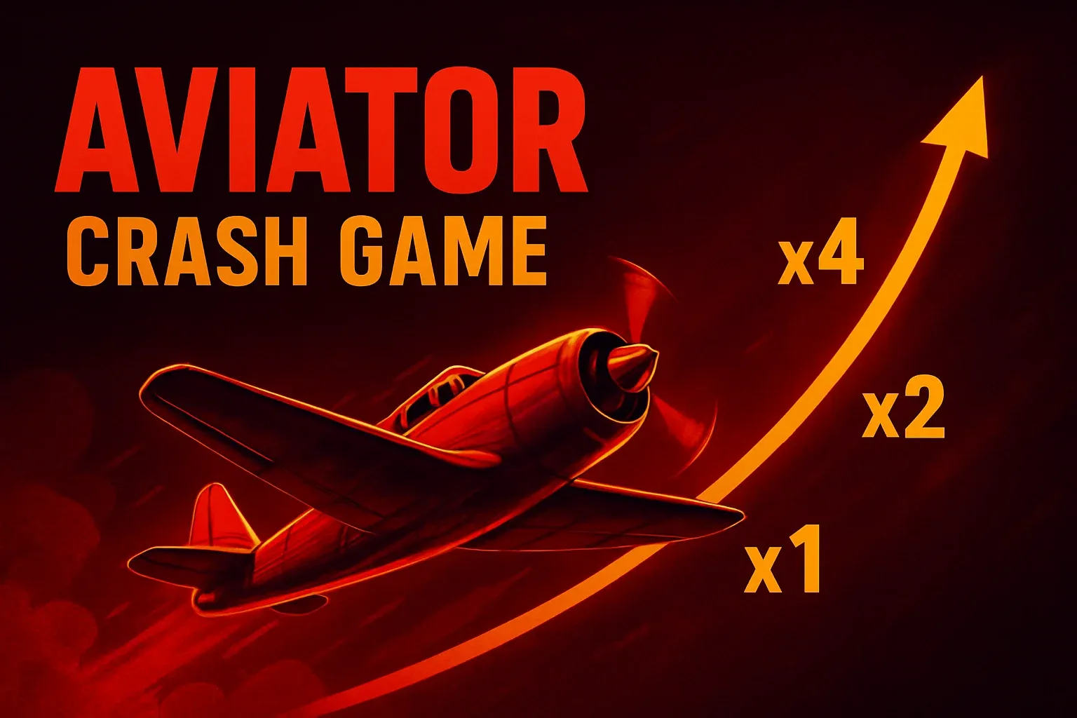 Banner del juego Aviator con avión subiendo y curva multiplicadora roja