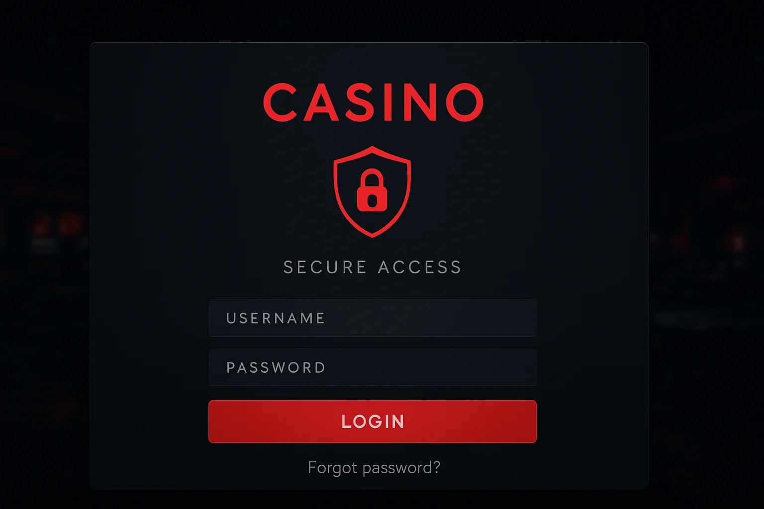 Página de inicio de sesión de casino con candado y fondo oscuro rojo